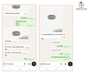 Ritesh tells he got 5.3 Kg difference in 1 month - WhatsApp Screenshot