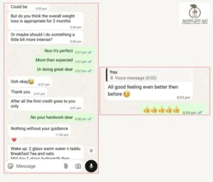 WhatsApp Chat Screenshot - Supriya appreciating guidance of Dt. Foram Modi