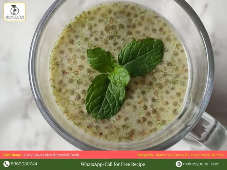 Curry Leaves Mint Buttermilk in a Glass cup.