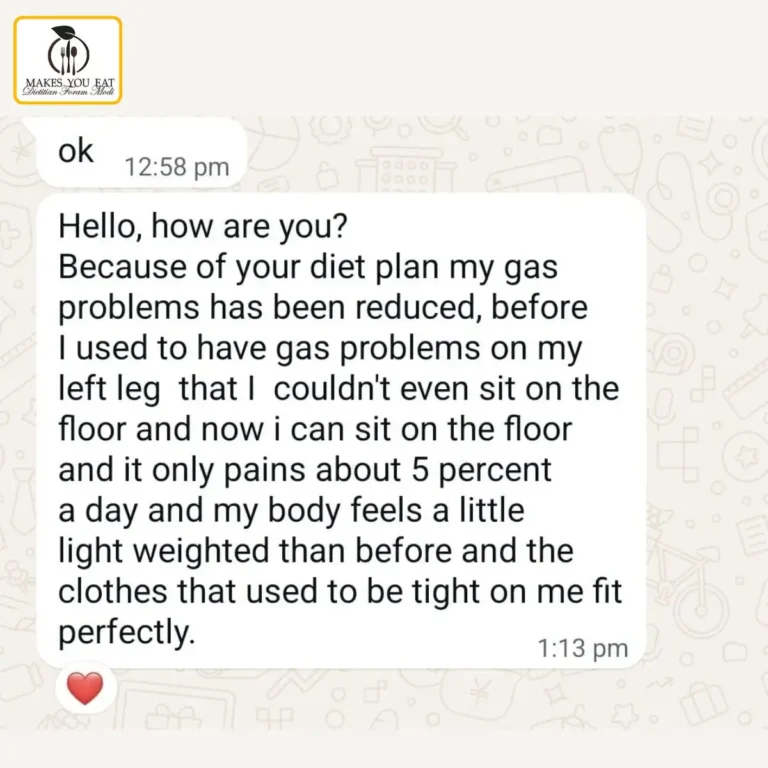 Client testimonial about Gut repair diet plan by Dt. Foram Modi