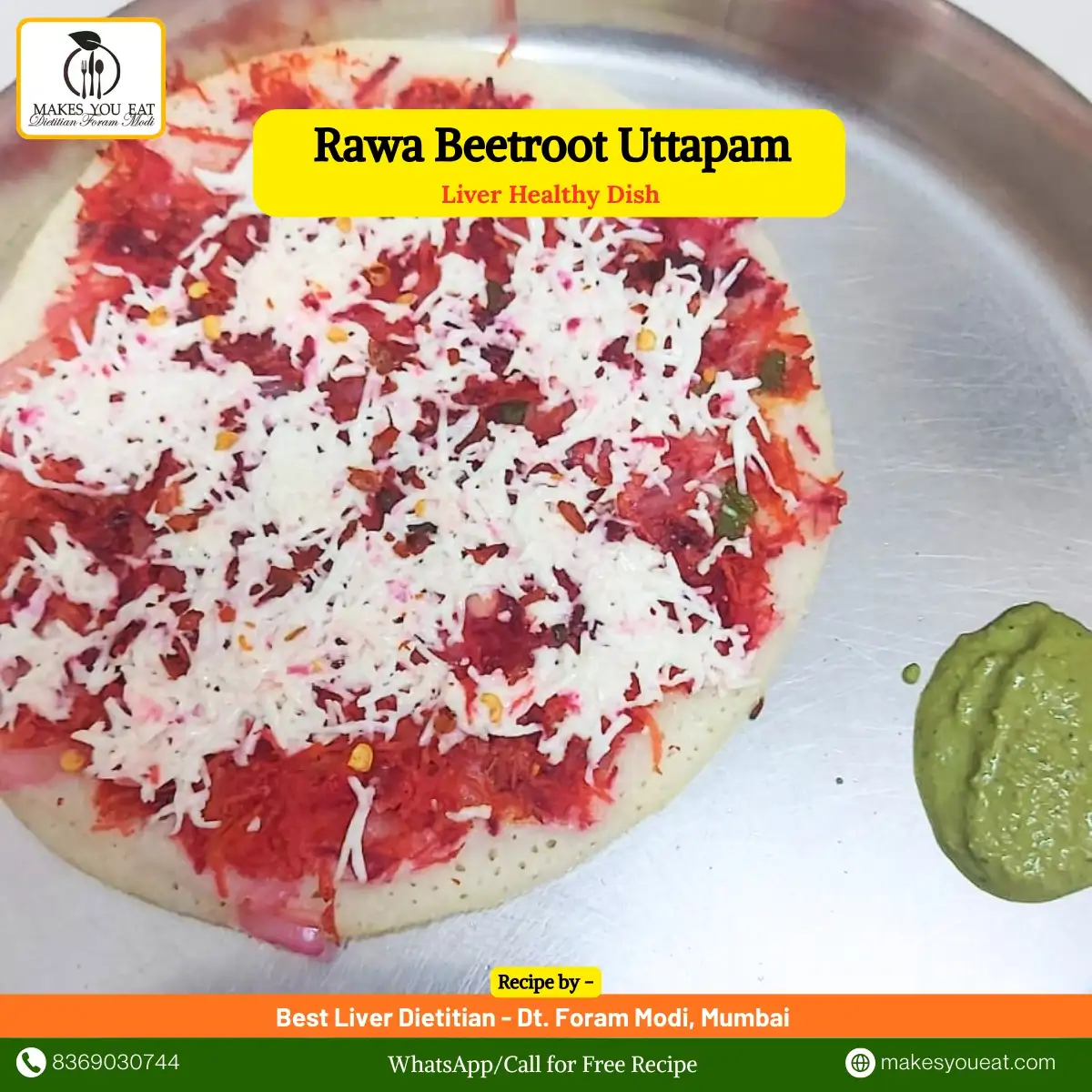 Rawa Beetroot Uttapam