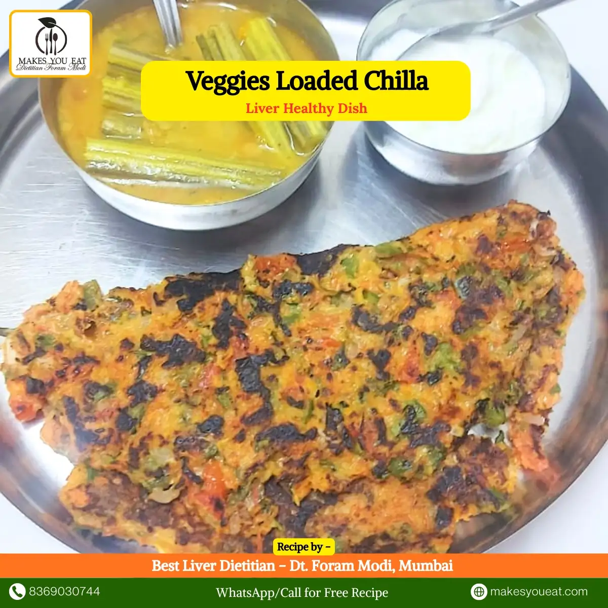 Veggies Loaded Chilla with Sambar