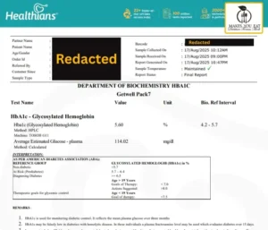 HbA1c Pathology Test Report