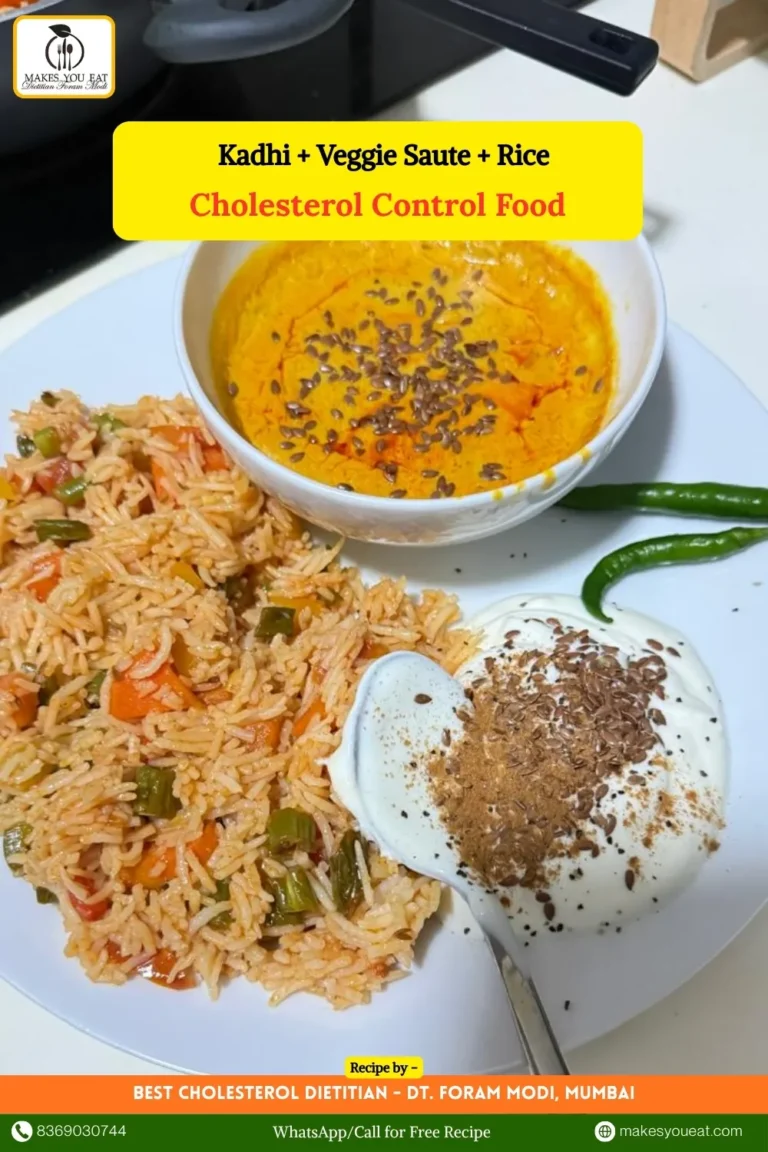 Kadhi + Veggie Saute + Rice - Dish by Cholesterol Dietitian in Mumbai - Dt. Foram Modi