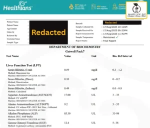 Liver Function Test Report for Fertility Diet Plan