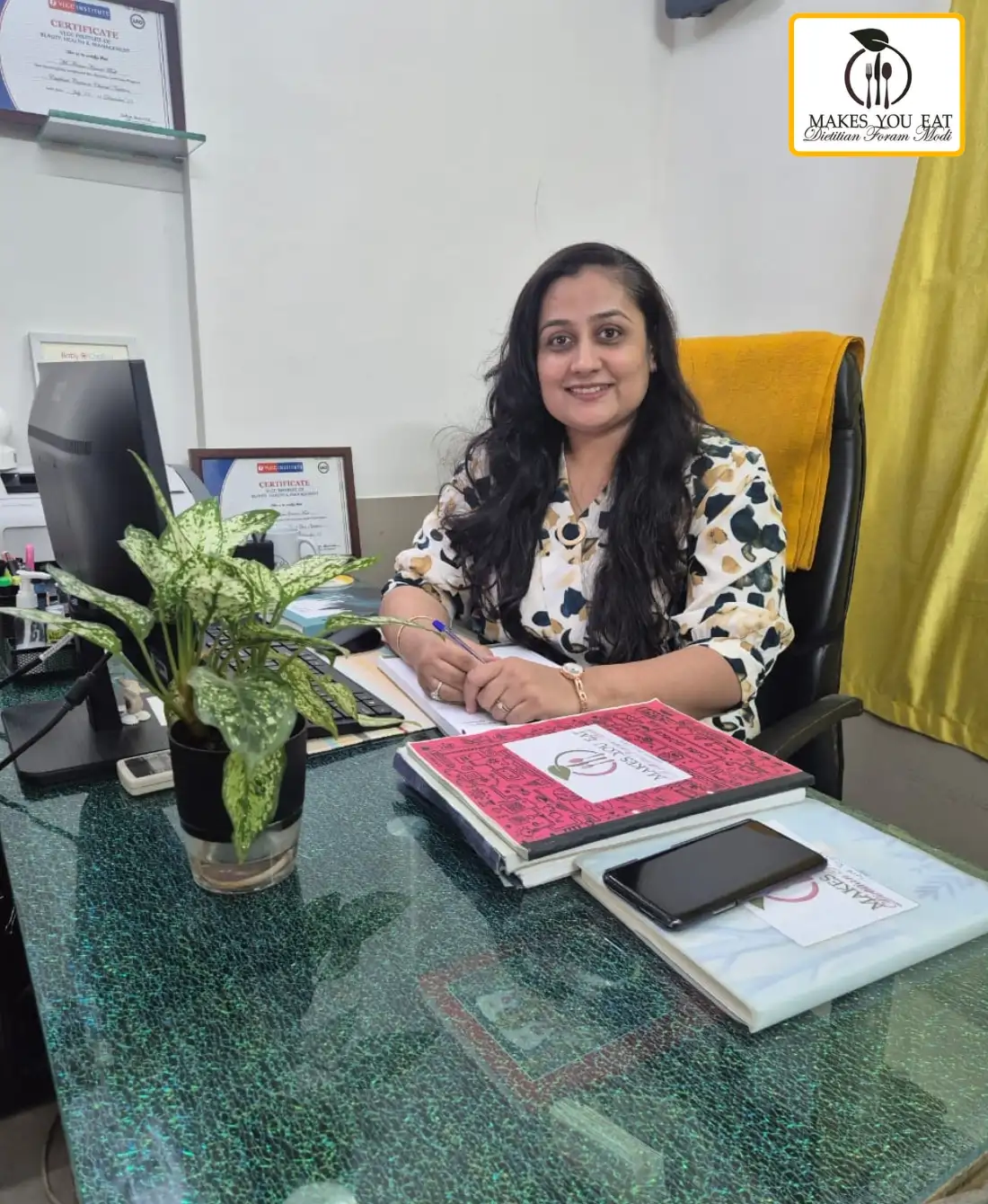 Nutritionist Dt. Foram Modi at her nutrition clinic in Mumbai.