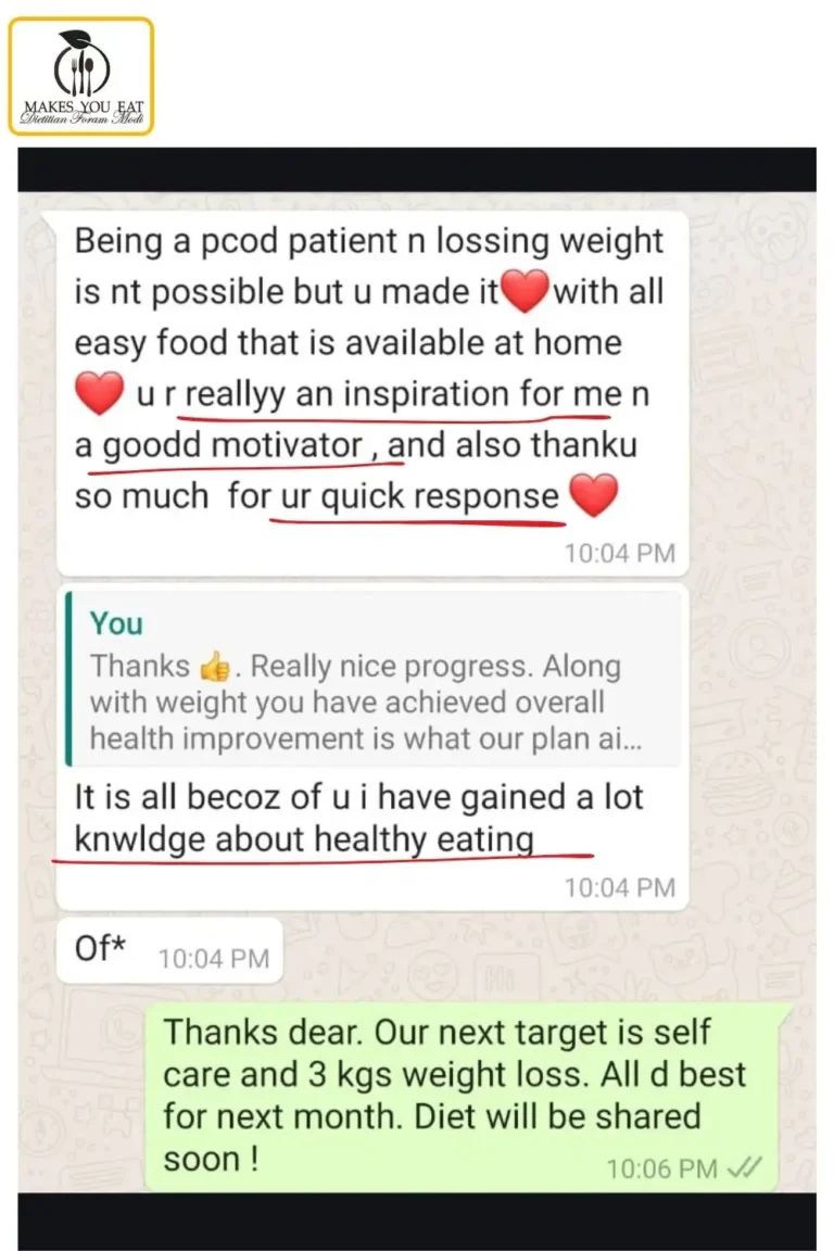 PCOD PMOS Diet Plan WhatsApp Feedback of Dt. Foram Modi - 5