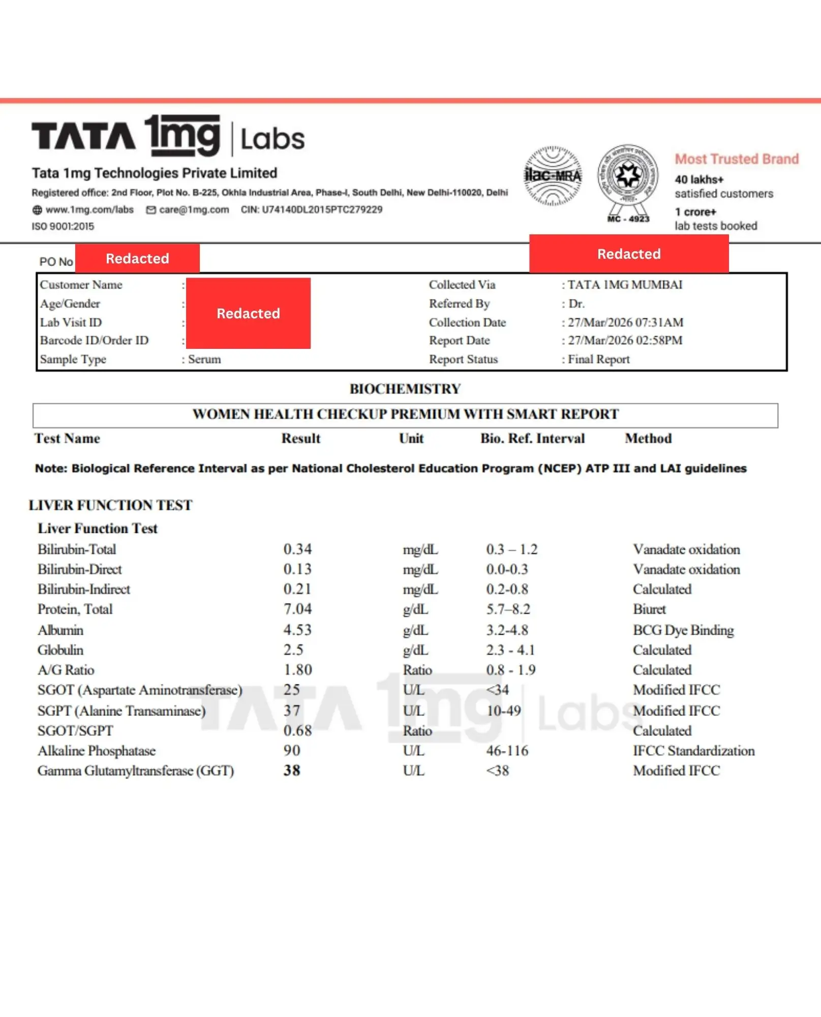 Liver function test reports after 3 months of Singapore specific Diet plan