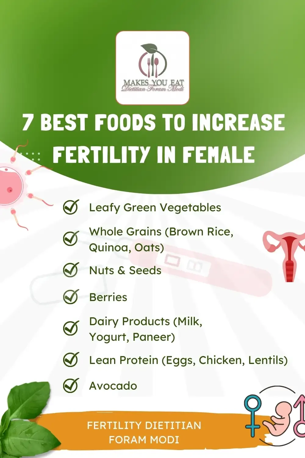 Infographics listing 7 best food to increase fertility in female in Mumbai India