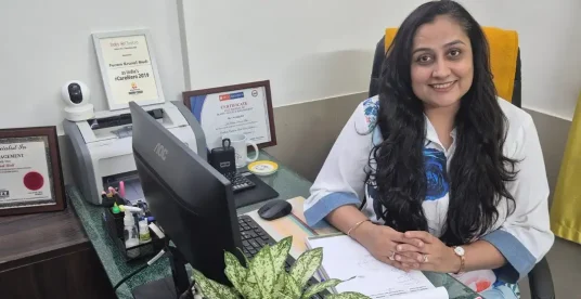 Dt. Foram Modi at her diet clinic.