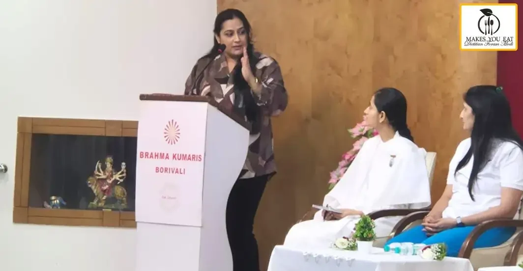 Dt. Foram Modi giving nutrition seminar at Brahma kumaris in Borivali Mumbai.