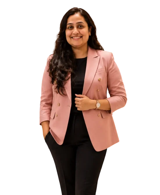 Dt. Foram Modi in pink blazer.