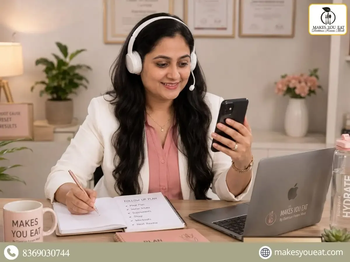 Dt. Foram Modi doing online diet consultation for autoimmune hepatitis in India.