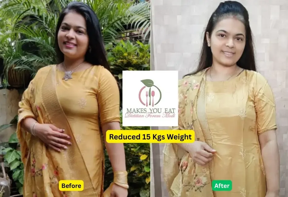Reduced 15 kg weight - Weight loss diet plan in Mumbai - Before and after