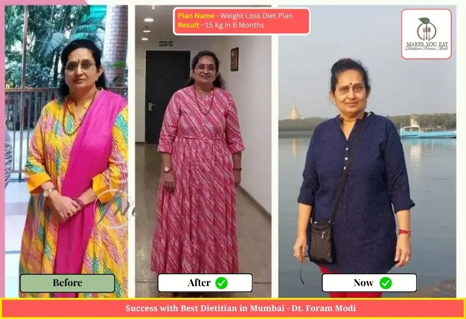 Mrs. Chetana Upadhyay - Weight Loss Diet Plan by Dt. Foram Modi - Before and After